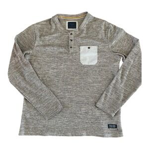 Nomad Sweater Men's‎ Brown Large Henley Knit Pocket Patch Long Sleeve Pullover